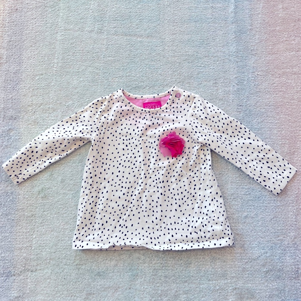 Joules Dalmatian Print Top with Flower - Size 6-9 Months